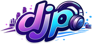Logo djp berwarna neon